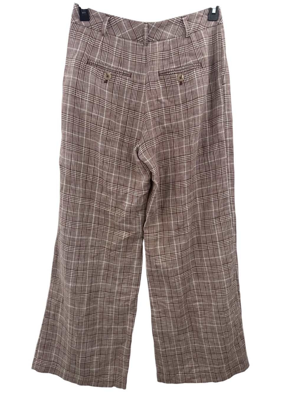 Maeve Anthropologie Plaid Wide Leg Pants Brown Trouser Size 8 - Picture 6 of 11